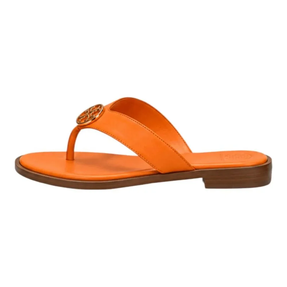 NWOB TORY BURCH Benton Orange Leather T Sandals Size 7M